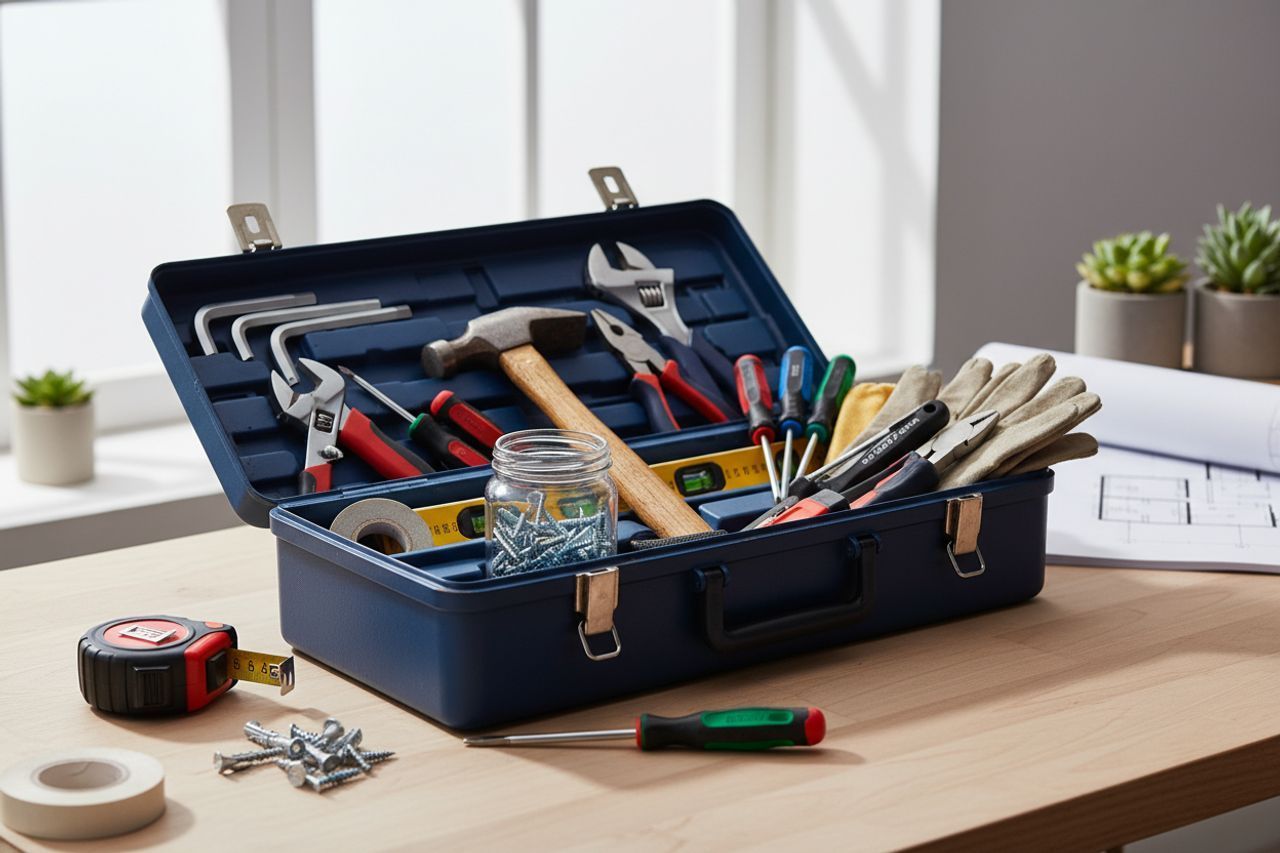 Caisse à outils pour nettoyer un toit