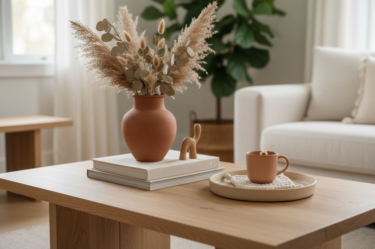 Décoration beige et terracotta