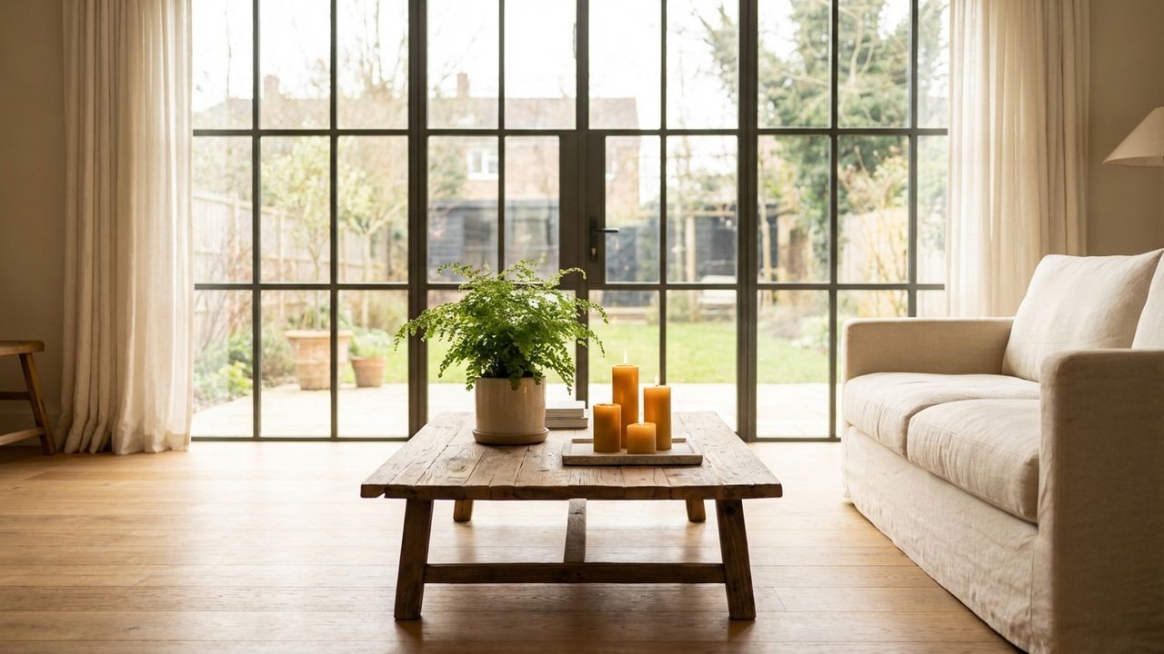 Un salon scandinave cocooning en blanc et bois
