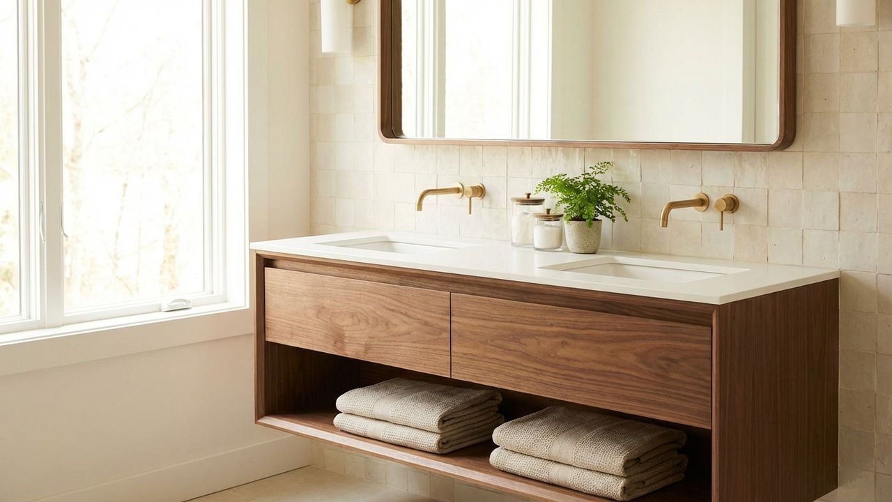 Meuble double vasque bien adapté au design et à la dimension de la salle de bain