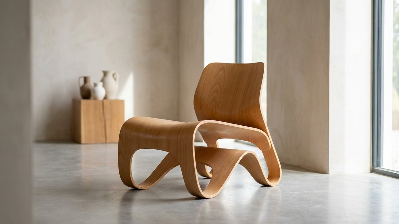 Chaise en bois de hêtre illustrant sa facilité de cintrage et son grain fin