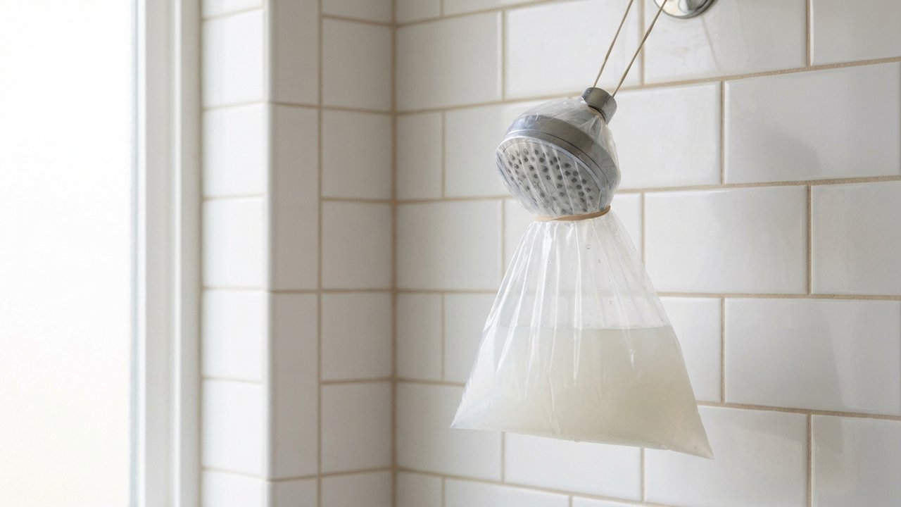 Détartrage d'un pommeau de douche au vinaigre blanc