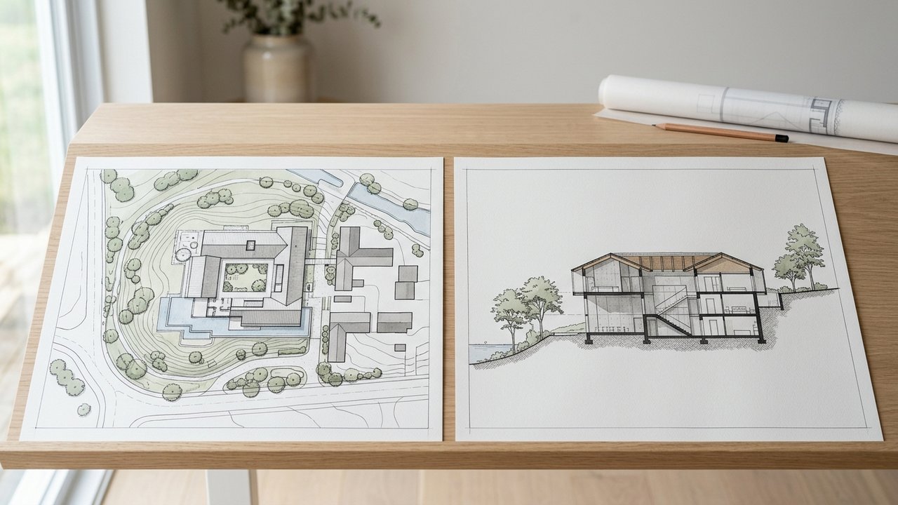 Différence entre un plan de masse et un plan en coupe pour permis de construire