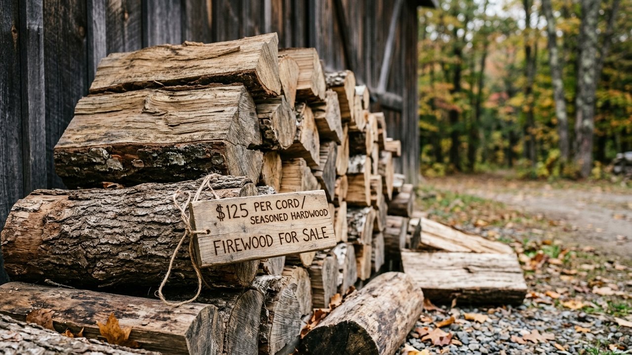 Stère de bois de chauffage avec indication du prix