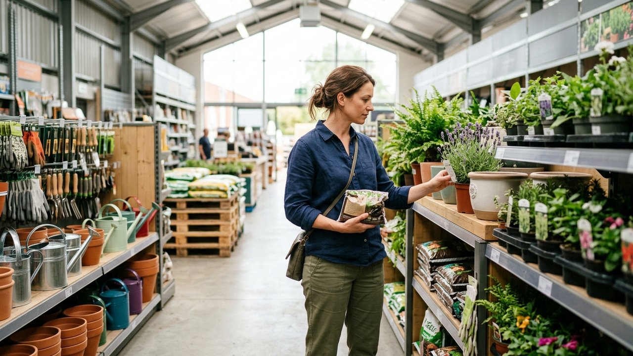 Rayon extérieur et jardin d'un magasin de bricolage avec gamme variée