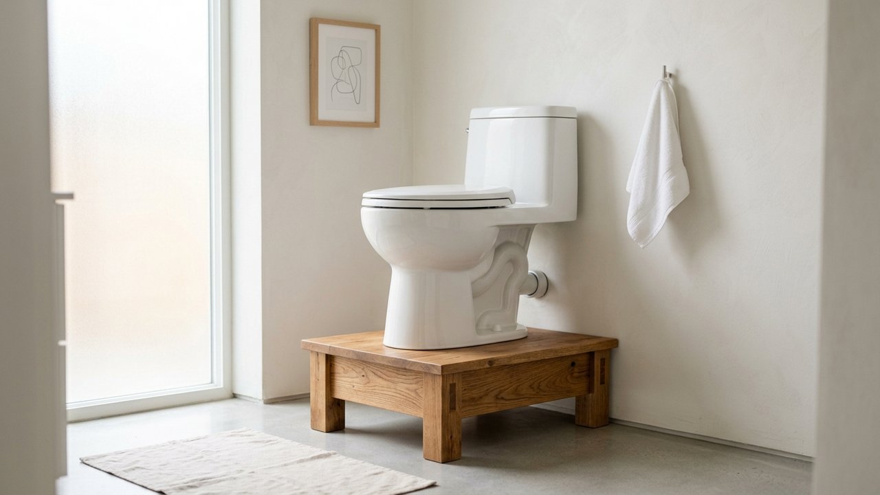 Rehaussement d'une cuvette WC sur une estrade pour corriger la pente