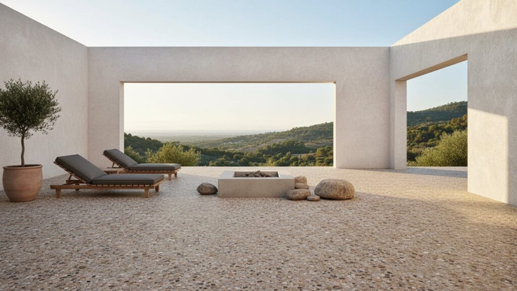 Terrasse en Hydrostar avec granulats minéraux naturels et résine drainante