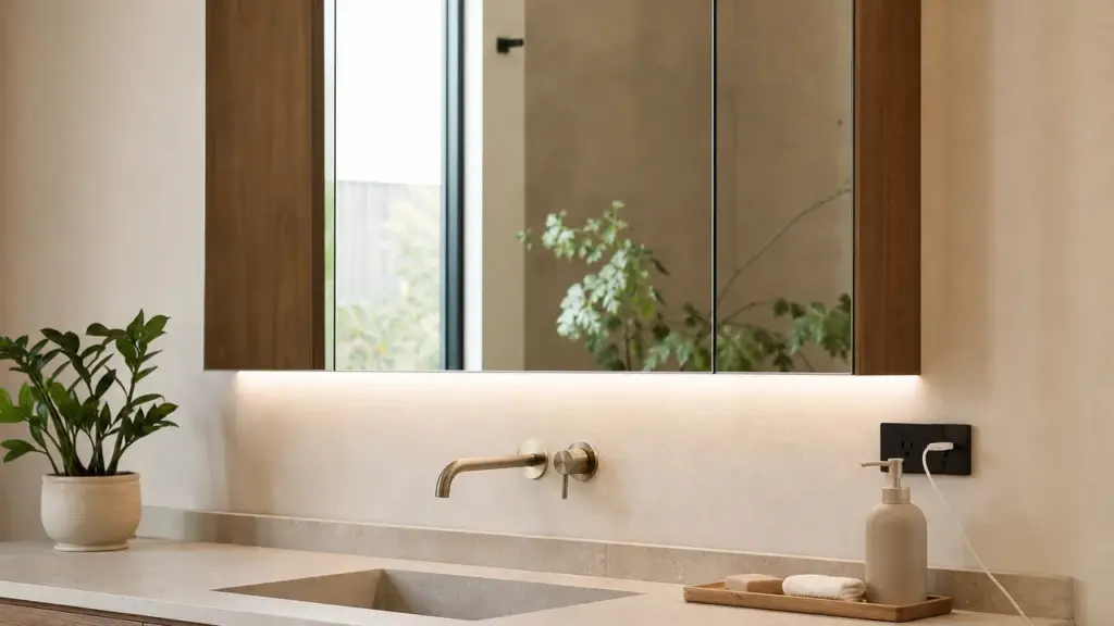 Hauteur de l’alimentation électrique d’un miroir de salle de bain