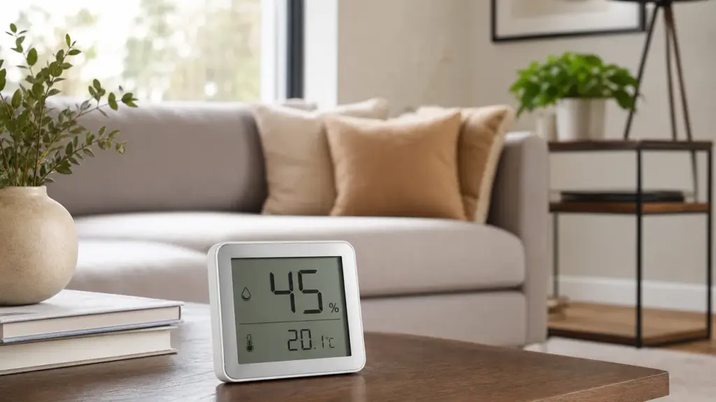 Taux d'humidité idéal dans une maison mesuré avec un hygromètre