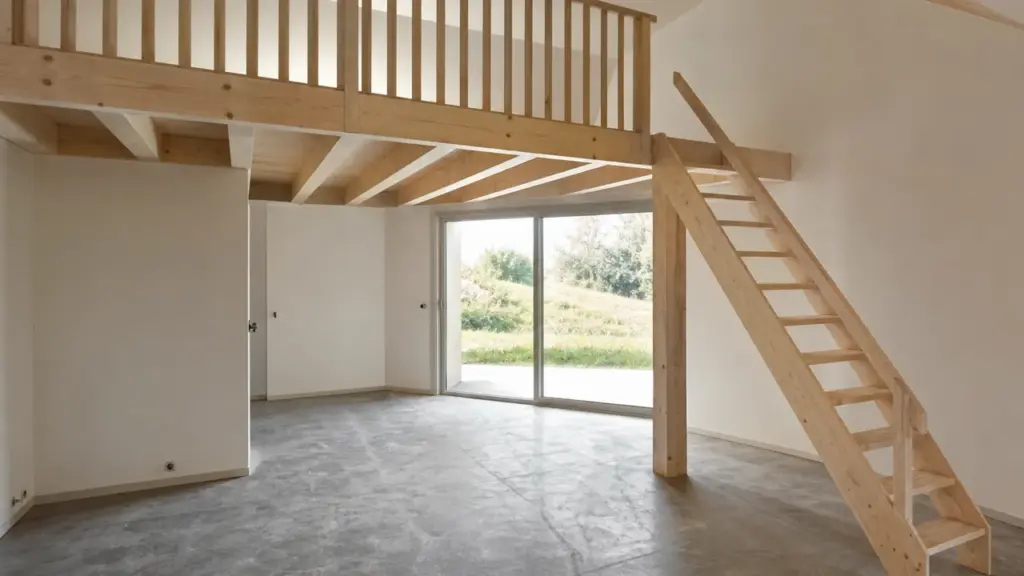 Construire une mezzanine en bois dans une pièce lumineuse
